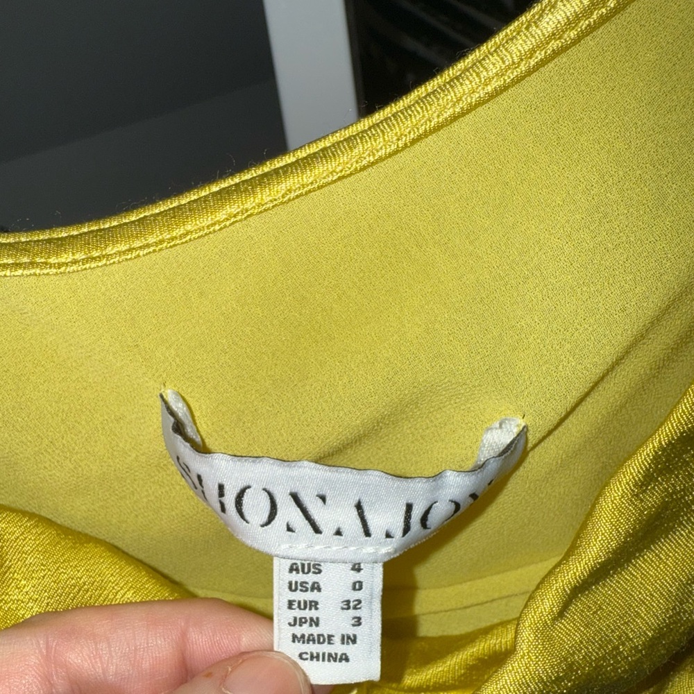 Shona‎ Joy Sofia Asymmetrical Long Sleeve Mini Dress – Lime size US 0 - Picture 6 of 8